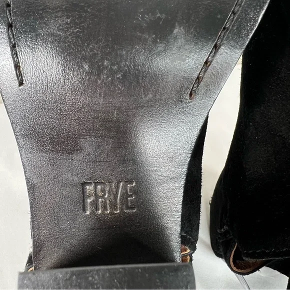 Frye Courtney Slingback Peep Toe Leather Block Heeled Sandals Mules Size 6.5 - Picture 12 of 13